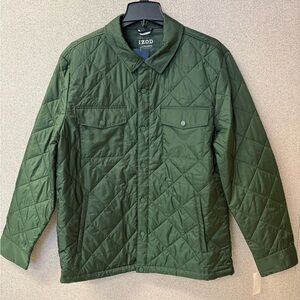 Izod Luxury Classics Men Size Large Forest Green Puffer Jacket button snaps
